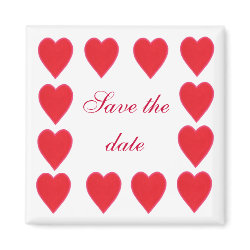 Save the date, red hearts border magnet magnet