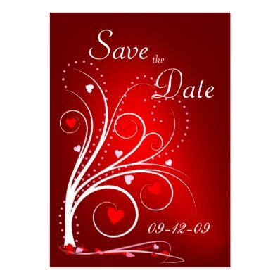 Save the Date - Red Hearts Profile Card Large Business Card