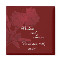 Save the Date Red Rose Magnet Template