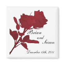 Save the Date Red Rose Magnet Template