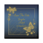 "Save the date" royal blue black gold Magnets