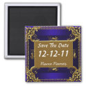 Save the Date Royal Blue Gold Magnet