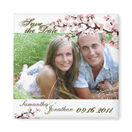 Save the Date Sage Green Cherry Blossom Magnet