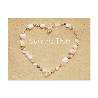 Save the Date Seashell Heart Postcard postcard