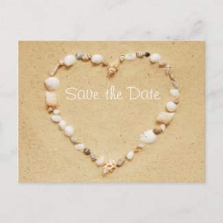 Save the Date Seashell Heart Postcard