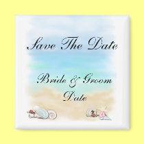 Save the Date Seashells Beach Wedding Magnets