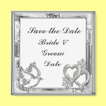 Save the Date Silver Winter Wedding Magnets magnets
