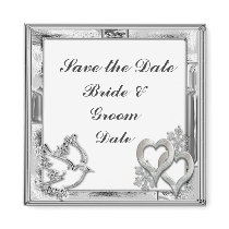 Save the Date Silver Winter Wedding Magnets