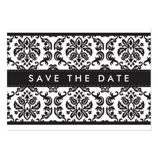 SAVE THE DATE :: small card :: damask - black Business Card Template (front side)