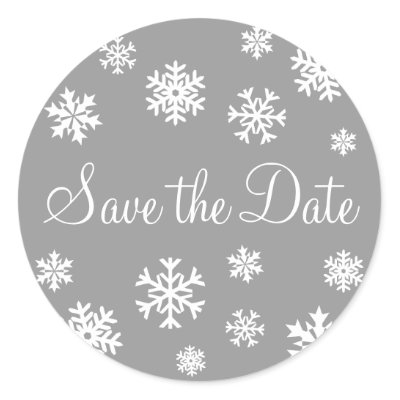 Save the Date Snowflakes Envelope Sticker Seal