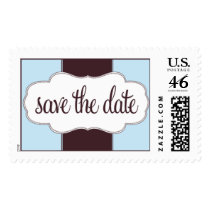 Save the Date Stamp Blue and Brown