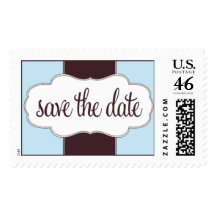 Save the Date Stamp Blue and Brown