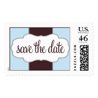 Save the Date Stamp Blue and Brown stamp