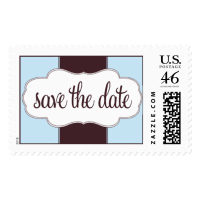 Save the Date Stamp Blue and Brown