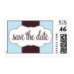 Save the Date Stamp Blue and Brown