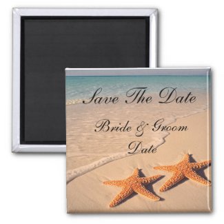Save the Date Starfish Beach Wedding Magnets magnet