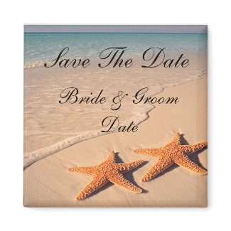 Save the Date Starfish Beach Wedding Magnets magnet