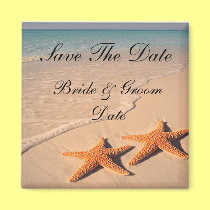 Save the Date Starfish Beach Wedding Magnets