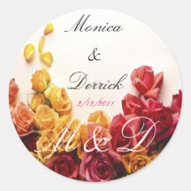 Save the date sticker with roses