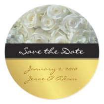 Save the date stickers cream roses