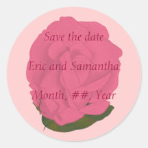 Save the date stickers for weddings, pink rose