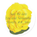 Save the date stickers, yellow rose, wedding sticker