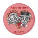 Save the Date Sugar Skull Couple Magnet