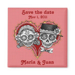 Save the Date Sugar Skull Couple Magnet
