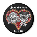 Save the Date Sugar Skull Couple Magnet