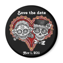 Save the Date Sugar Skull Couple Magnet