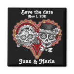 Save the Date Sugar Skull Couple Magnet