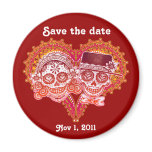 Save the Date Sugar Skull Couple Magnet