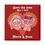Save the Date Sugar Skull Couple Magnet