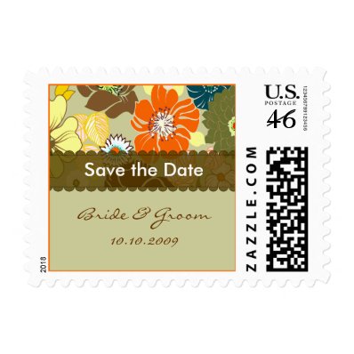 Save the Date, summer florals Postage Stamp