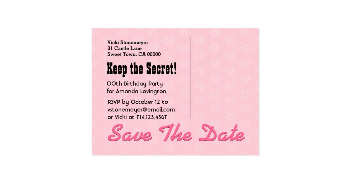 Save the Date SURPRISE 60th Birthday V010C BLACK Postcard | Zazzle