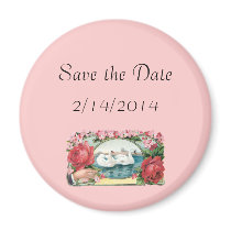 Save the Date Swans Roses Custom Magnet magnets