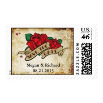 Save the Date Tattoo Rose Wedding Postage stamps