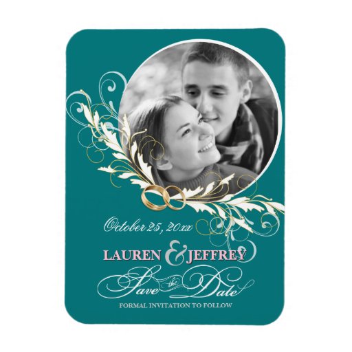 Save the Date - Teal Wedding Photo Magnets