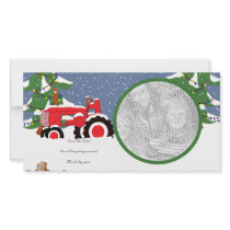 Save the Date Tractor Red Photo Card