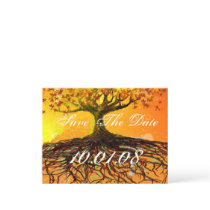 Save The Date Tree Roots - Orange and Brown Postcard