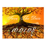 Save The Date Tree Roots - Orange and Brown Postcard