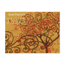 Save the Date- Tree Swirls with Hearts postcards