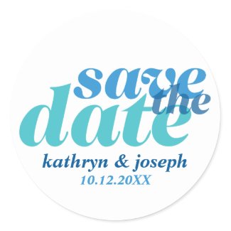 Save the date true blue wedding engagement seals sticker