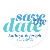 Save the date true blue wedding engagement seals sticker