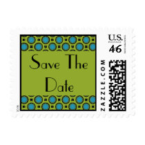 Save the Date Turquoise Green Postage Stamp