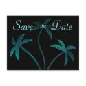 Save the Date Turquoise Palm Trees postcard