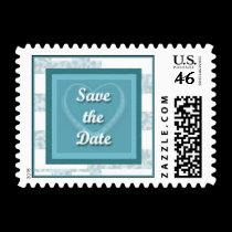 Save the Date Turquoise postage