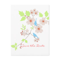 Save the Date two blue birds dogwoods postcards
