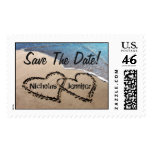 Save The Date Two Hearts In Sand Postage Stamps