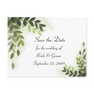 Save the Date - Varigated Green Leaves Postcard postcard